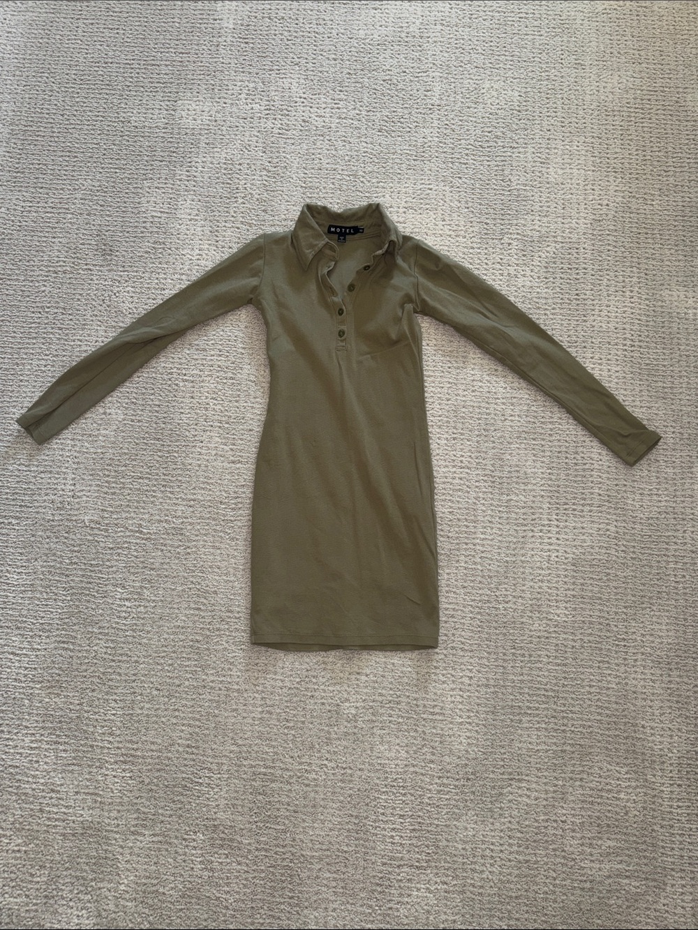 Motel Rocks Olive Long Sleeve Polo Shirt Dress
